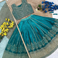 Lehenga Fille collection "Sounita" - Bleu lagon