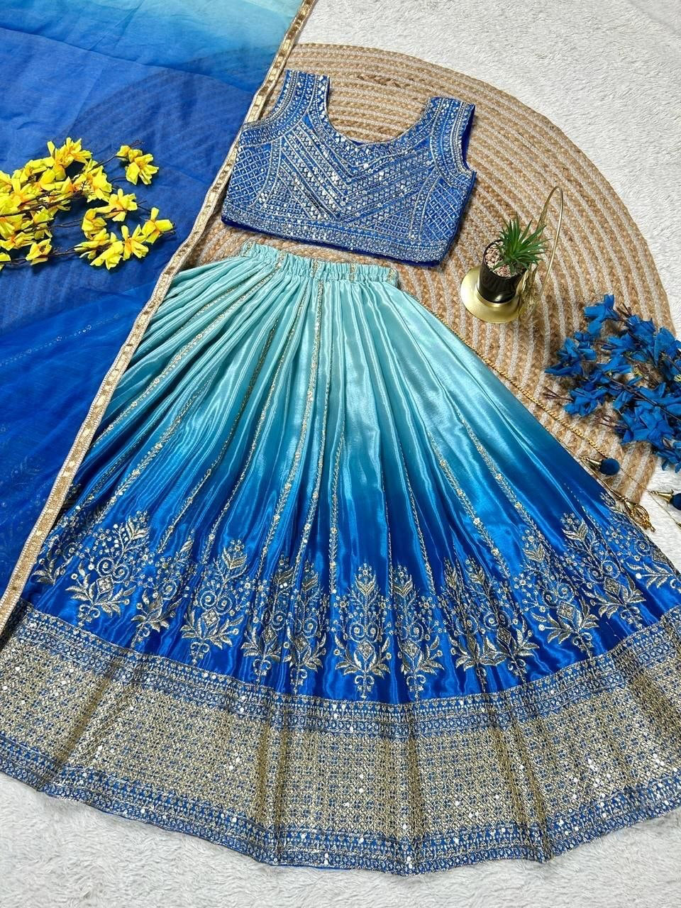 Lehenga Fille collection "Sounita" - Bleu