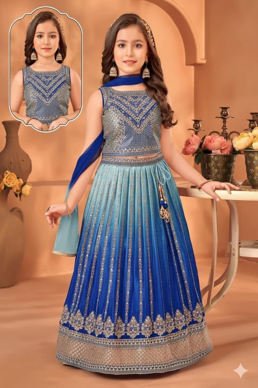 Lehenga Fille collection "Sounita" - Bleu
