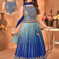 Lehenga Fille collection "Sounita" - Bleu