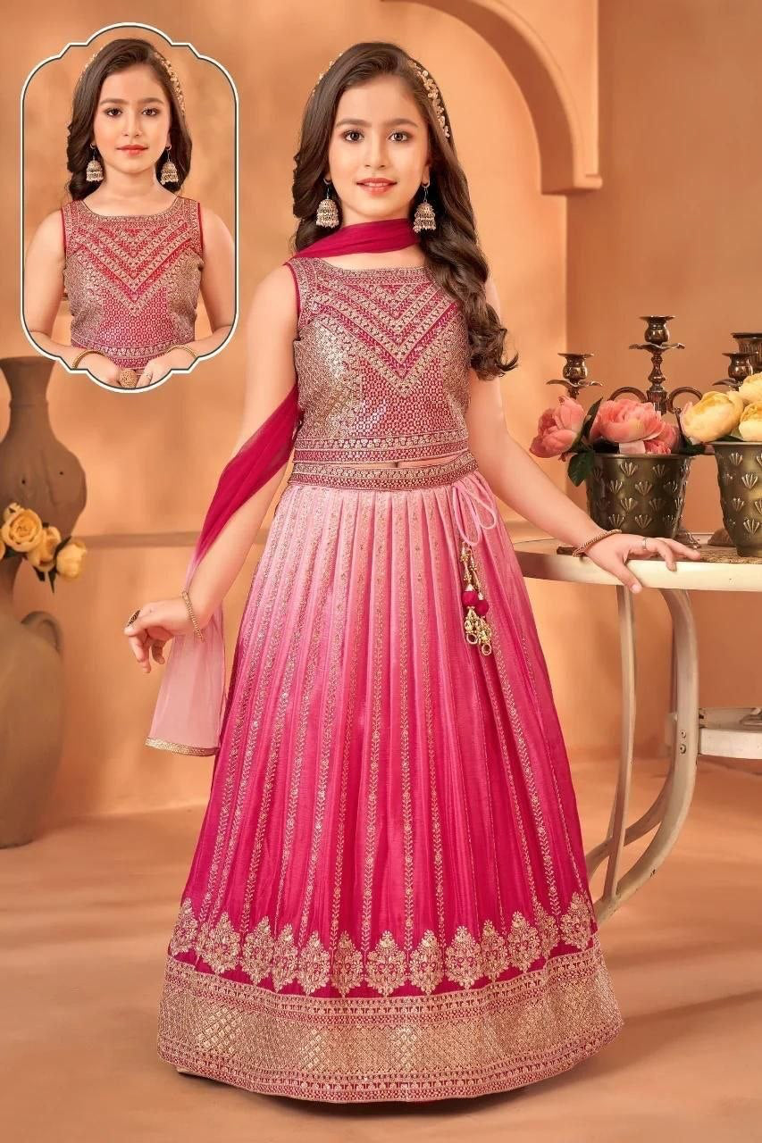 Lehenga Fille collection "Sounita" - Rose