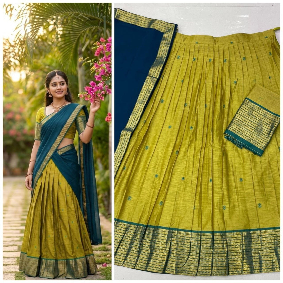 Lehenga collection "Kareena" - Vert anis