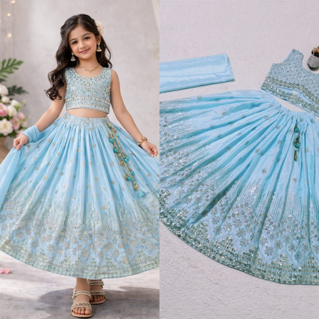 Lehenga Fille collection "Maya" - Bleu ciel