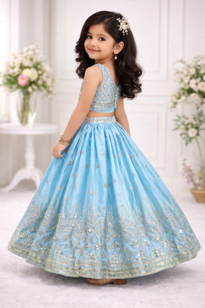 Lehenga Fille collection "Maya" - Bleu ciel