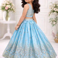 Lehenga Fille collection "Maya" - Bleu ciel