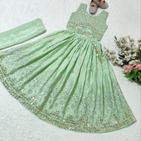 Lehenga Fille collection "Maya" - Vert menthe