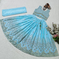 Lehenga Fille collection "Maya" - Bleu ciel