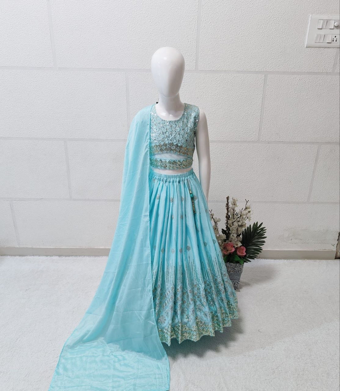 Lehenga Fille collection "Maya" - Bleu ciel