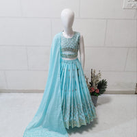 Lehenga Fille collection "Maya" - Bleu ciel