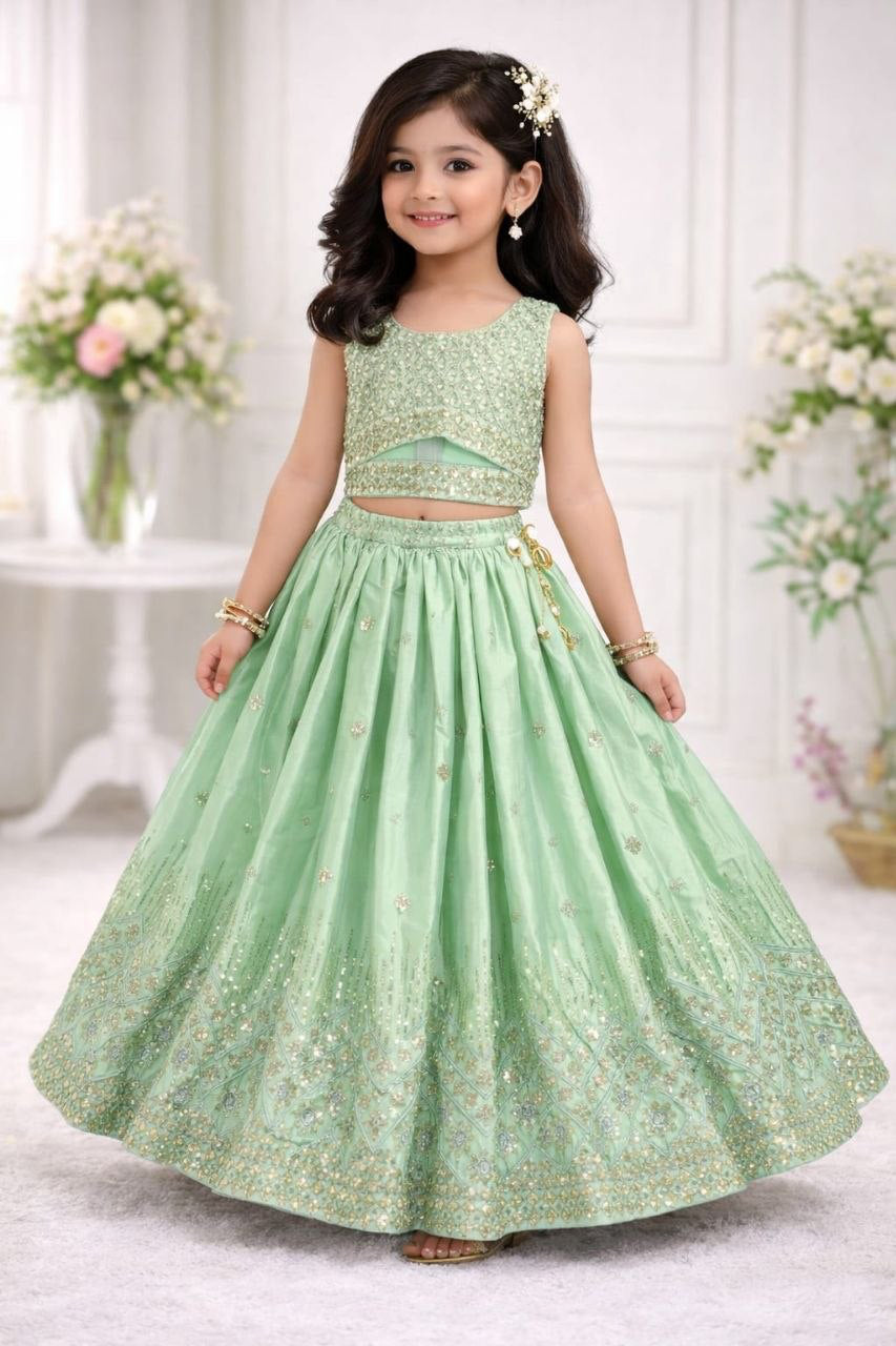 Lehenga Fille collection "Maya" - Vert menthe