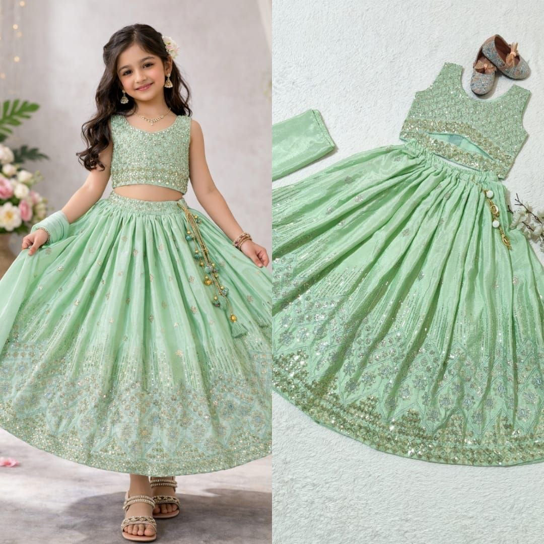 Lehenga Fille collection "Maya" - Vert menthe