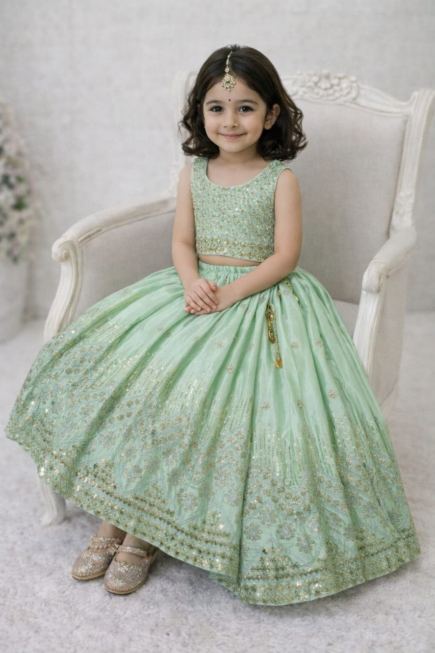 Lehenga Fille collection "Maya" - Vert menthe