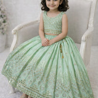 Lehenga Fille collection "Maya" - Vert menthe