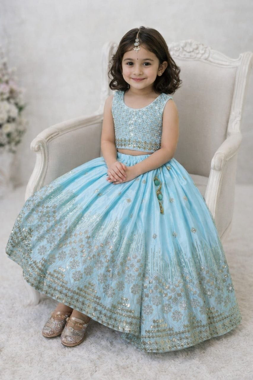 Lehenga Fille collection "Maya" - Bleu ciel