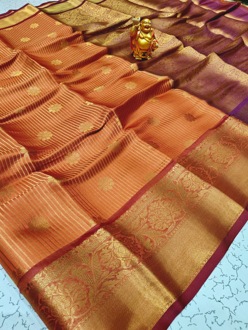 Sari "Ridika" - Orange rouille