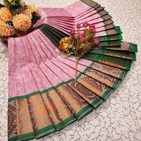 Sari Dharini - Rose/vert motif 1