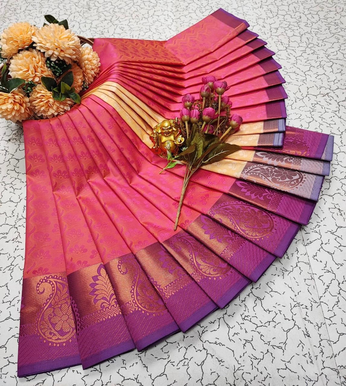 Sari Dharini - Rose corail/beige