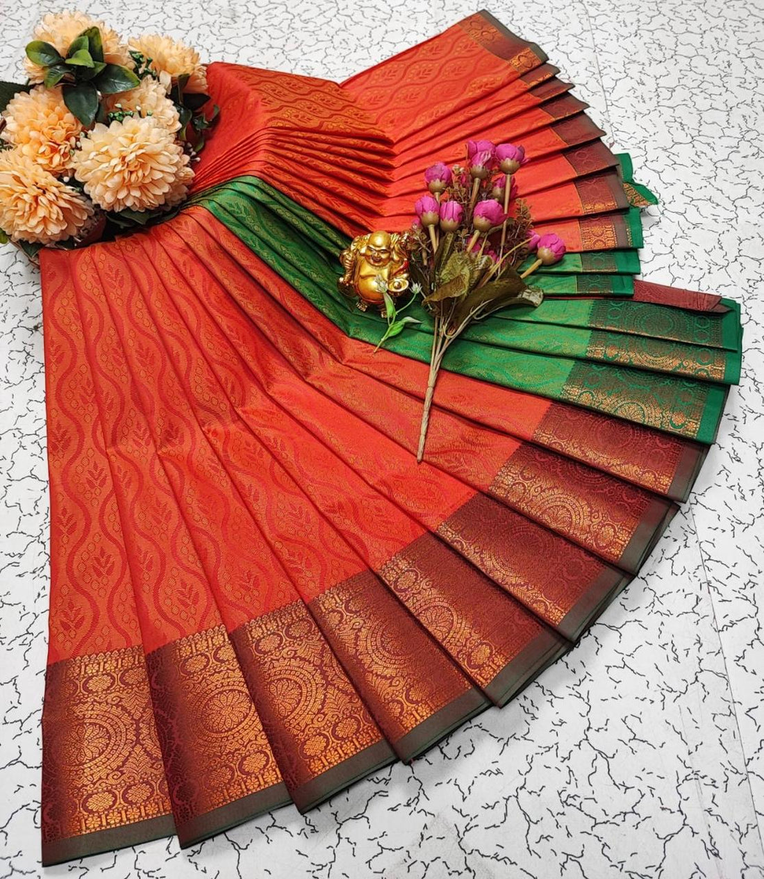 Sari Dharini - Orange/vert