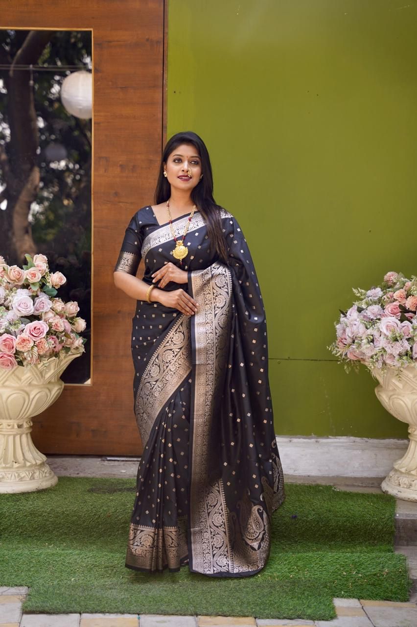 Sari noir - design 1 finition bronze