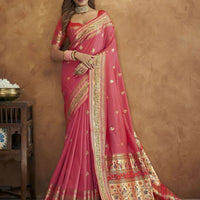 Sari "Matipa" - Rose corail