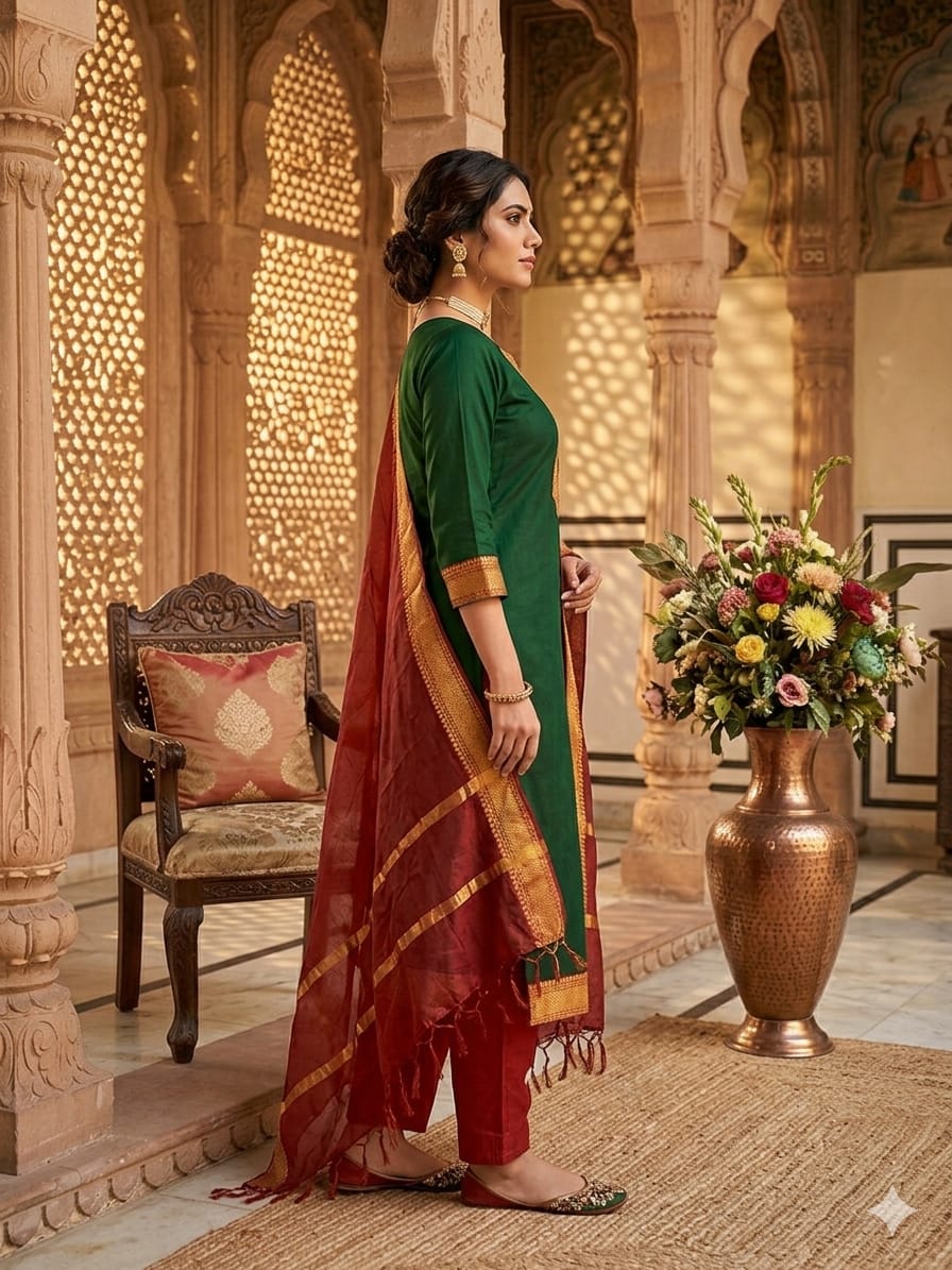 Punjabi "Dévy" - Vert emeraude
