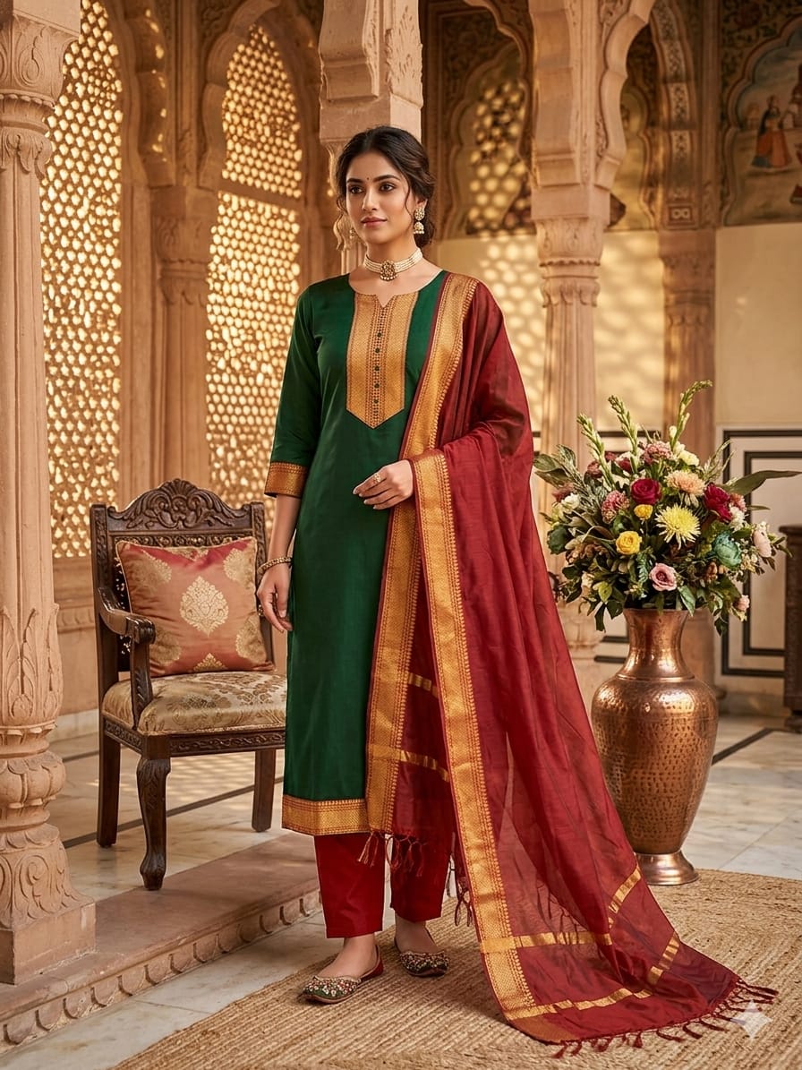 Punjabi "Dévy" - Vert emeraude