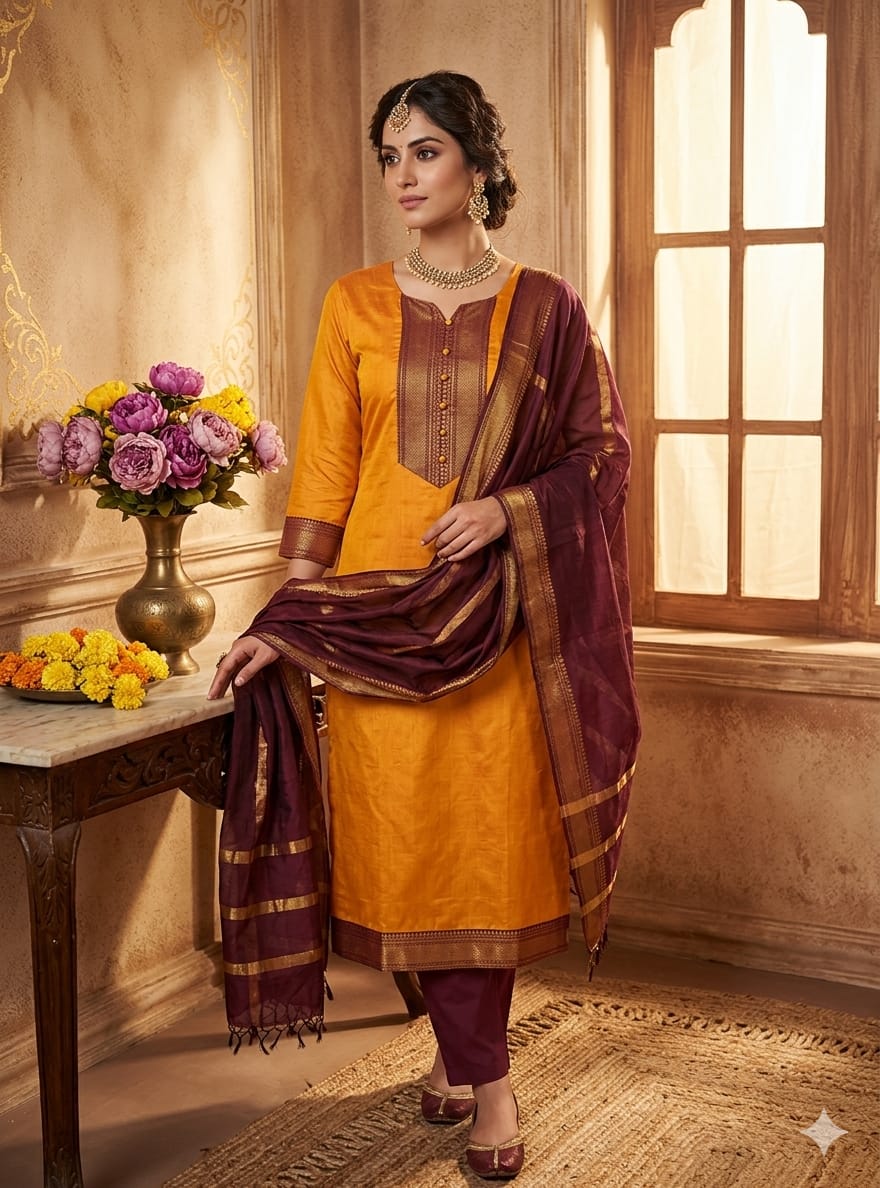 Punjabi "Dévy" - Orange safran