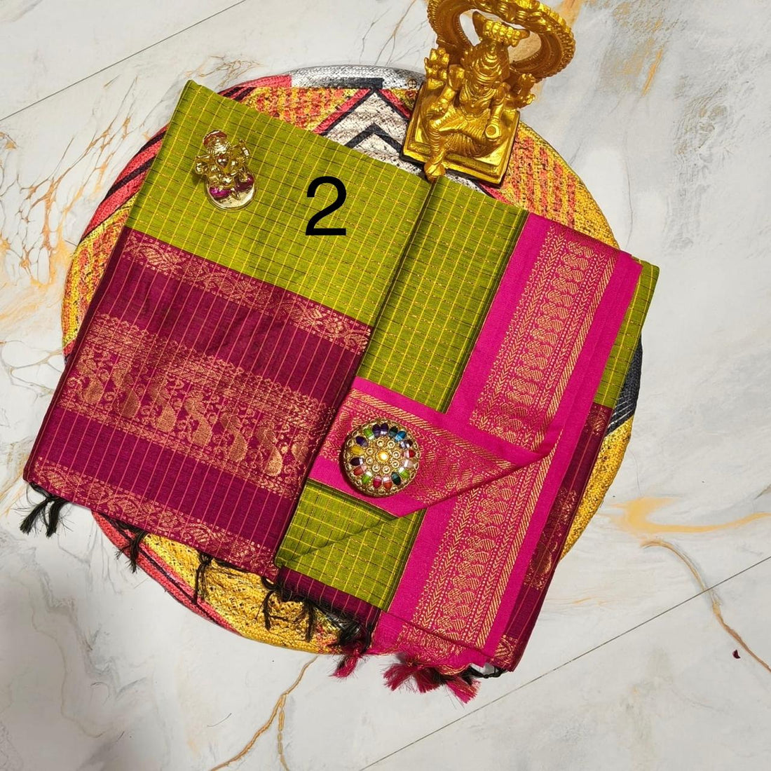 OFFRE SPÉCIALE - Sari Collection "Kalyani 2" à carreaux. Plusieurs coloris disponibles!