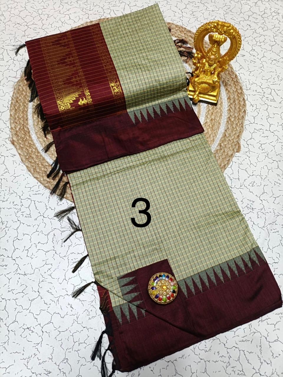 OFFRE SPÉCIALE - Sari Collection "Kalyani 2" à carreaux. Plusieurs coloris disponibles!