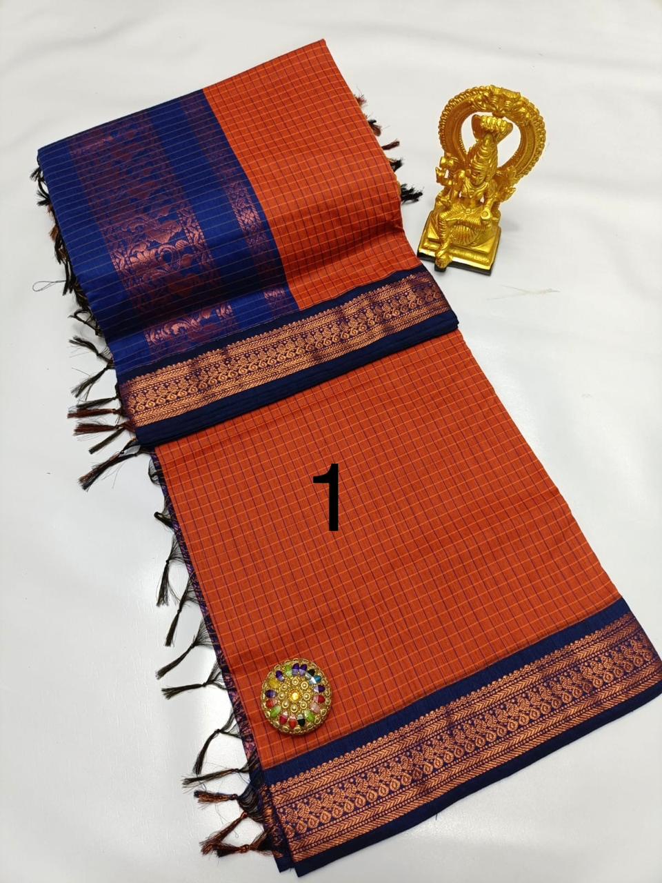 OFFRE SPÉCIALE - Sari Collection "Kalyani 2" à carreaux. Plusieurs coloris disponibles!