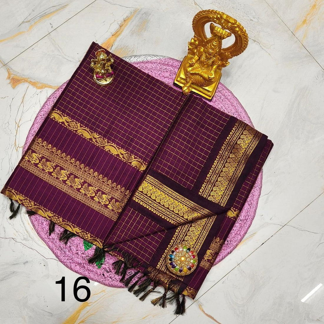 OFFRE SPÉCIALE - Sari Collection "Kalyani 2" à carreaux. Plusieurs coloris disponibles!