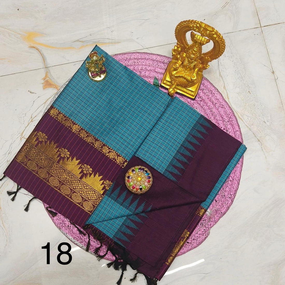 OFFRE SPÉCIALE - Sari Collection "Kalyani 2" à carreaux. Plusieurs coloris disponibles!