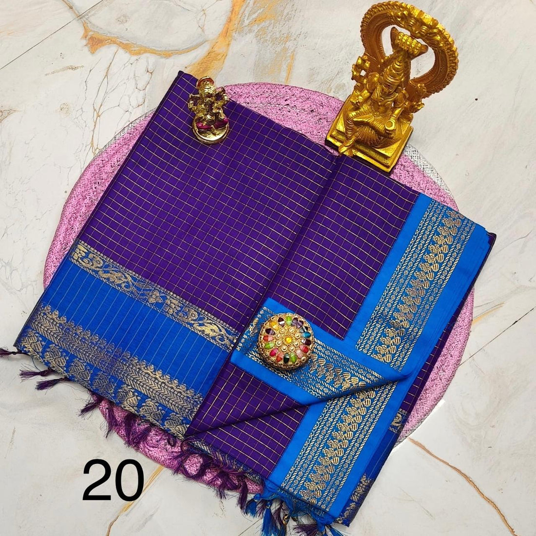 OFFRE SPÉCIALE - Sari Collection "Kalyani 2" à carreaux. Plusieurs coloris disponibles!