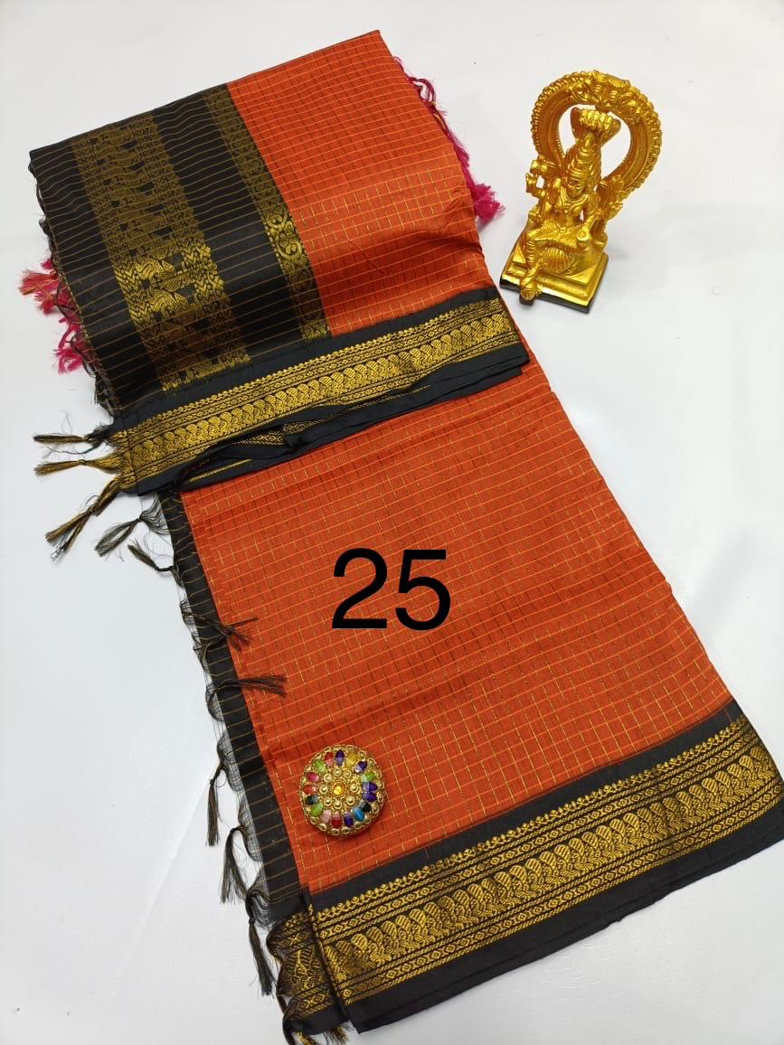 OFFRE SPÉCIALE - Sari Collection "Kalyani 2" à carreaux. Plusieurs coloris disponibles!