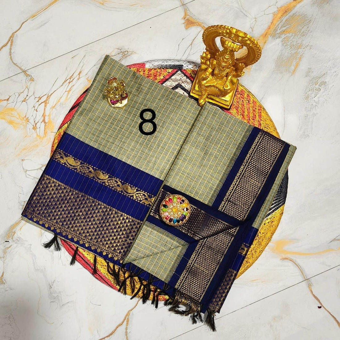 OFFRE SPÉCIALE - Sari Collection "Kalyani 2" à carreaux. Plusieurs coloris disponibles!
