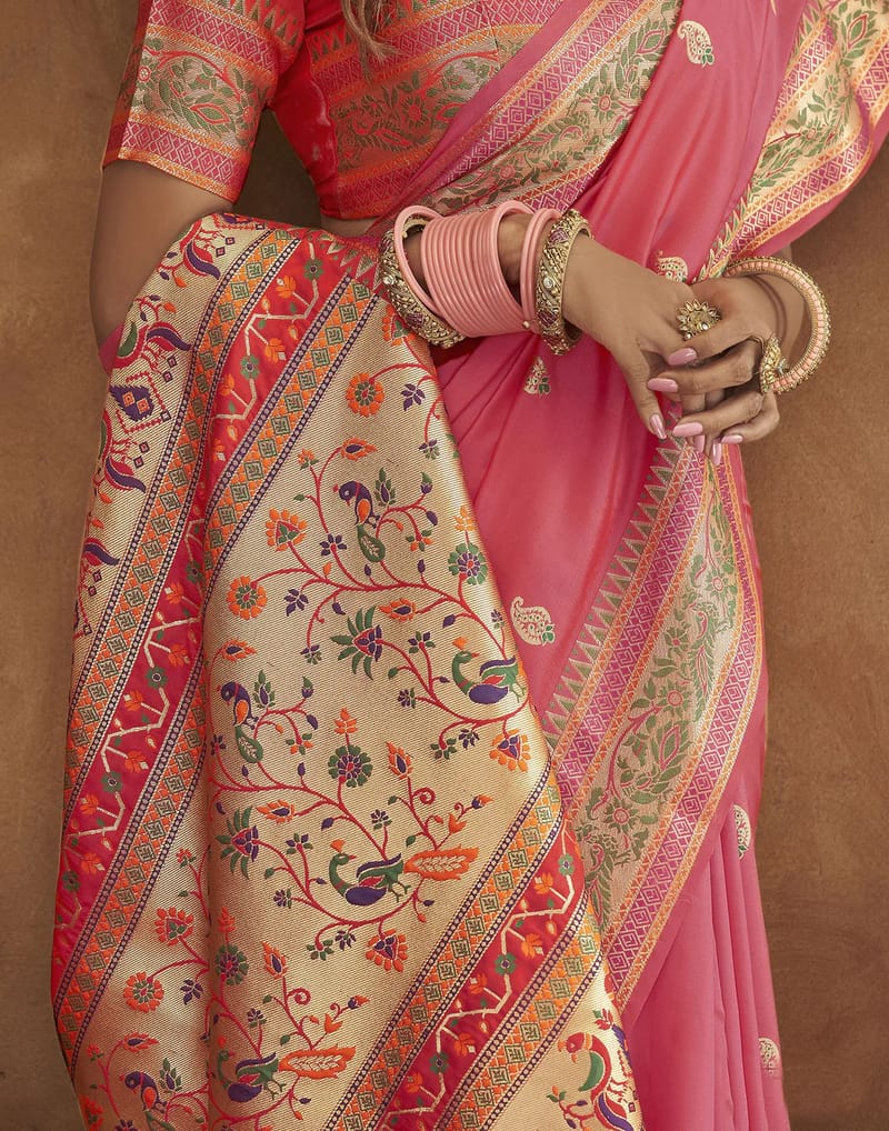 Sari "Matipa" - Rose corail