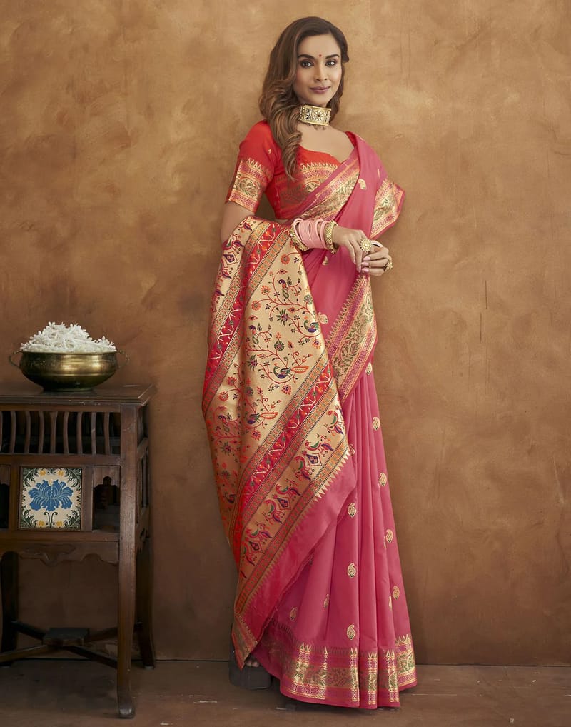 Sari "Matipa" - Rose corail