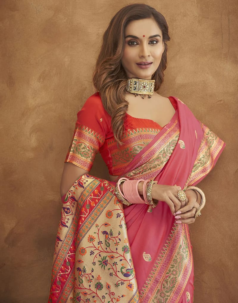 Sari "Matipa" - Rose corail