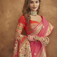 Sari "Matipa" - Rose corail