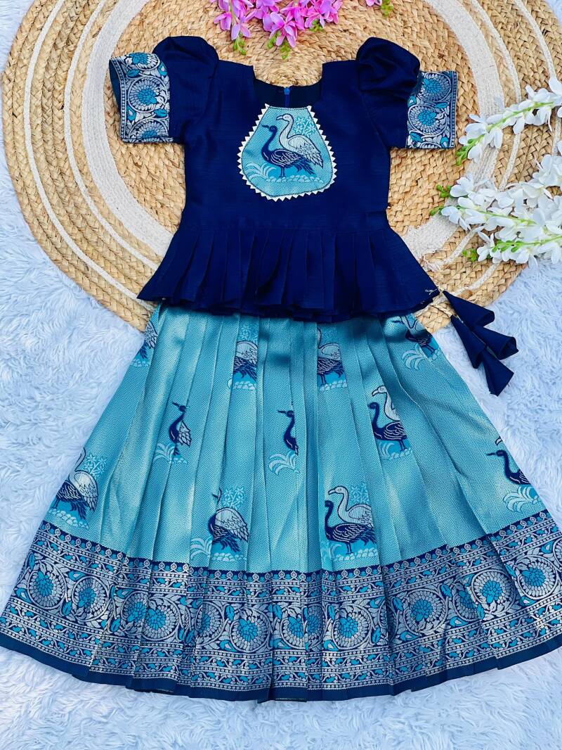 Lehenga Fille collection "Anjali" - Bleu