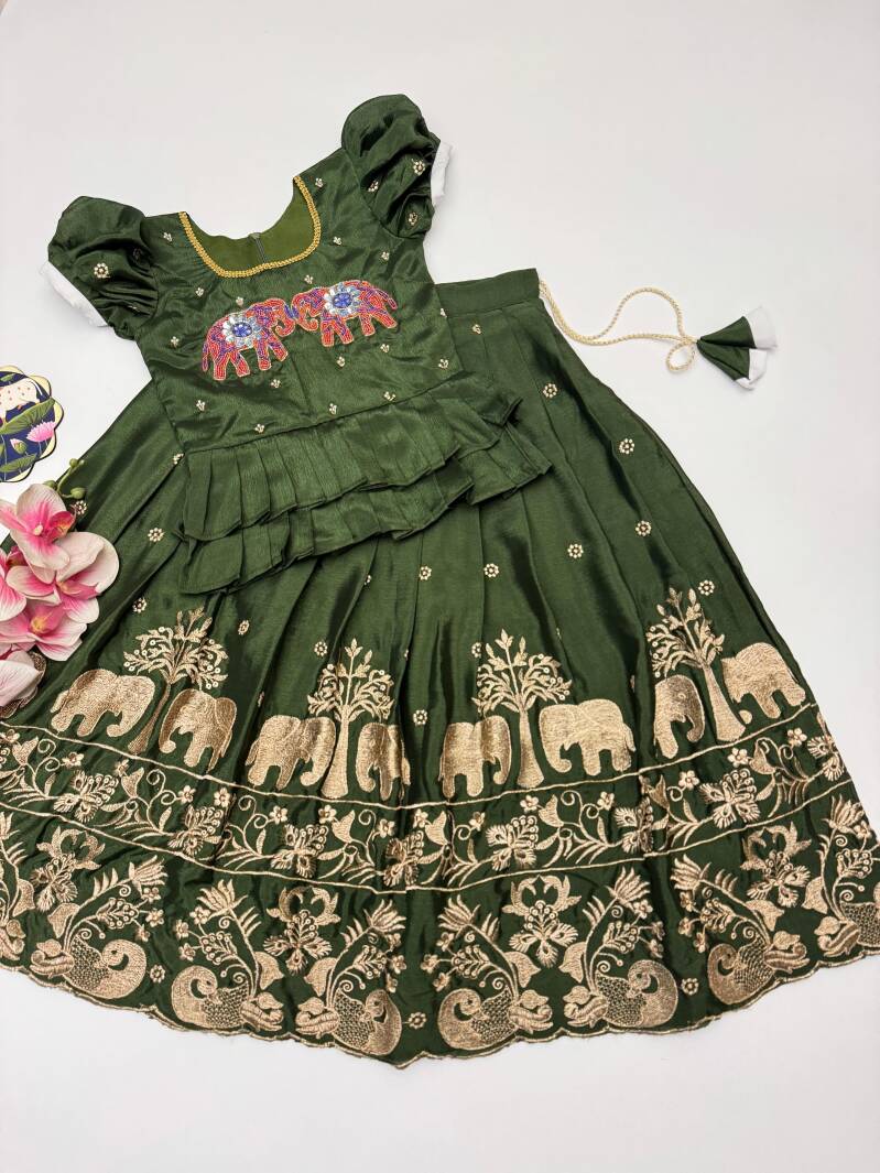 Lehenga Fille collection "Divya" - Vert