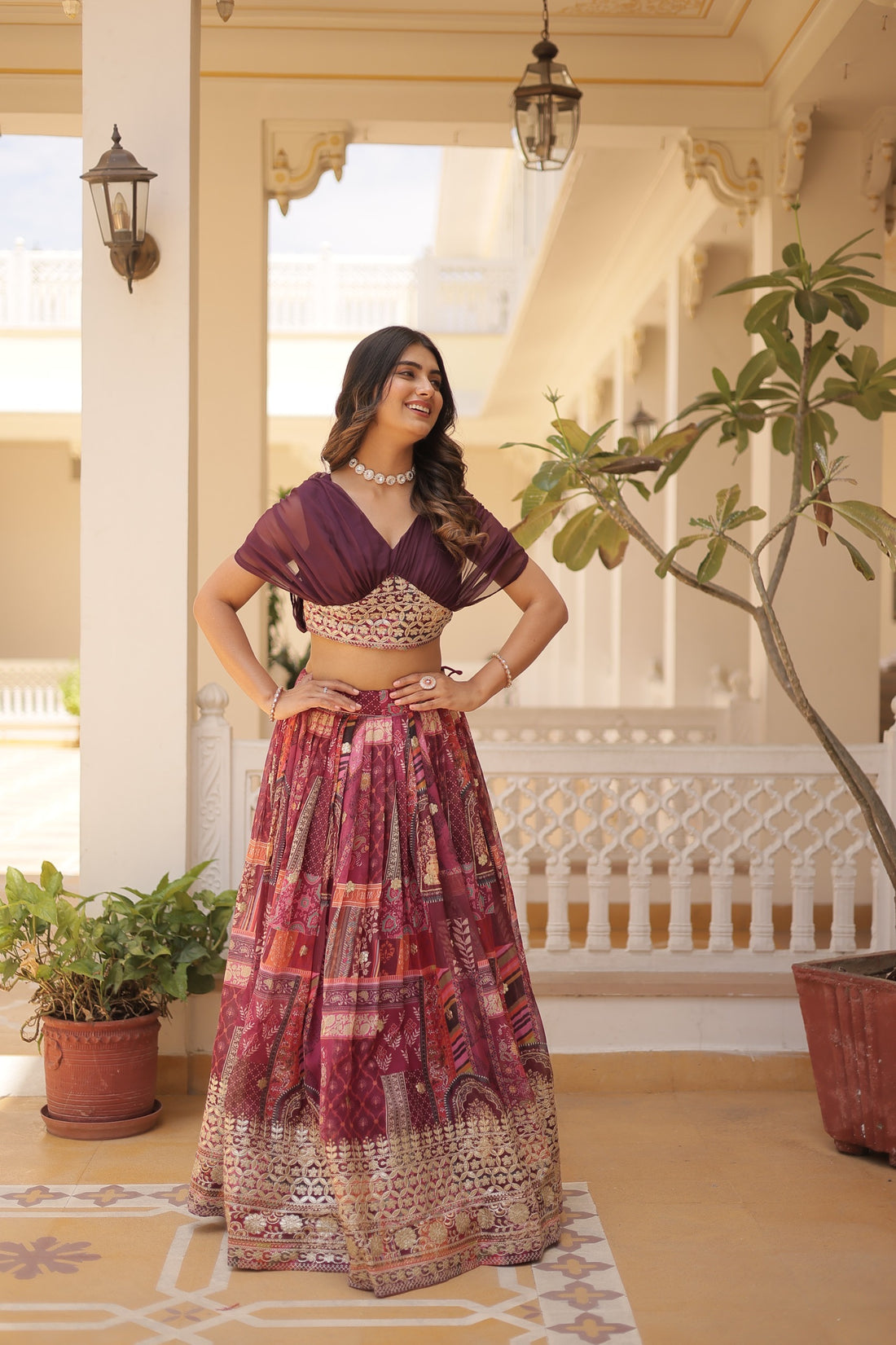 Lehenga collection "Sana" - Bordeaux/prune