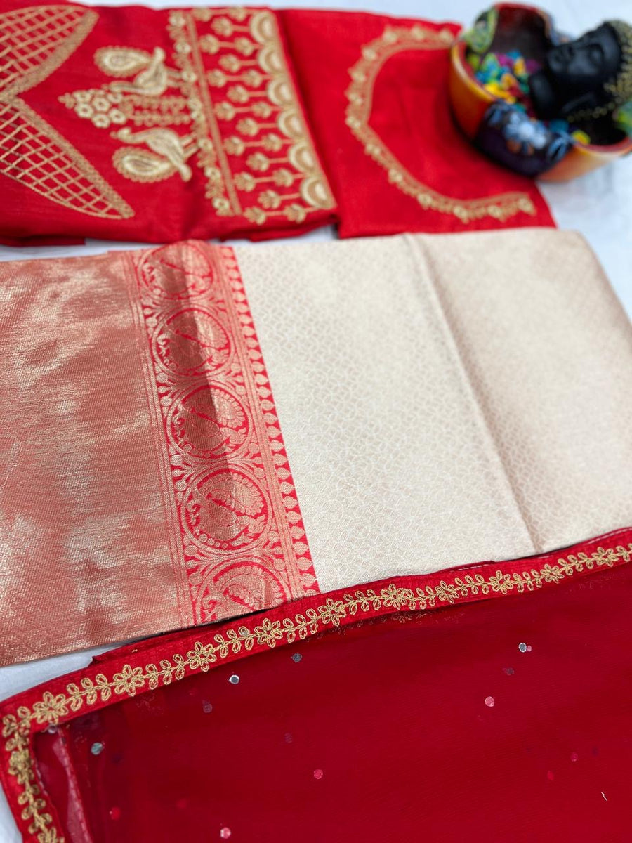 Lehenga collection "Khadidja" - Doré/rouge