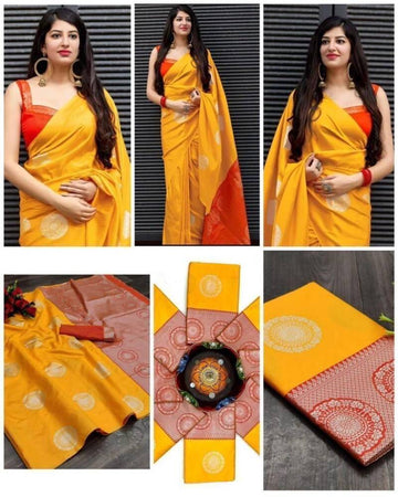 Saris "Tendance mix" jaune/rouge 1