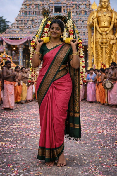 Sari "Kalyani" - Rose fuschia