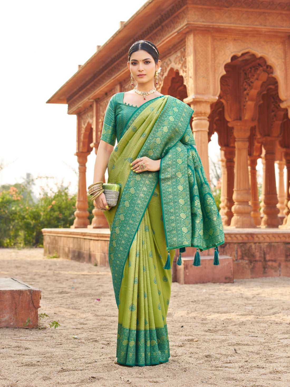 Sari "Shubharambh" - Vert