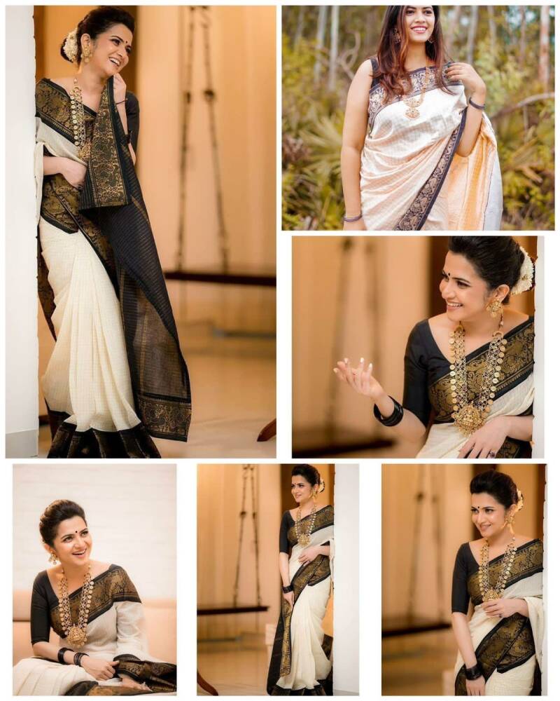 Saris "Tendance mix" Blanc/noir