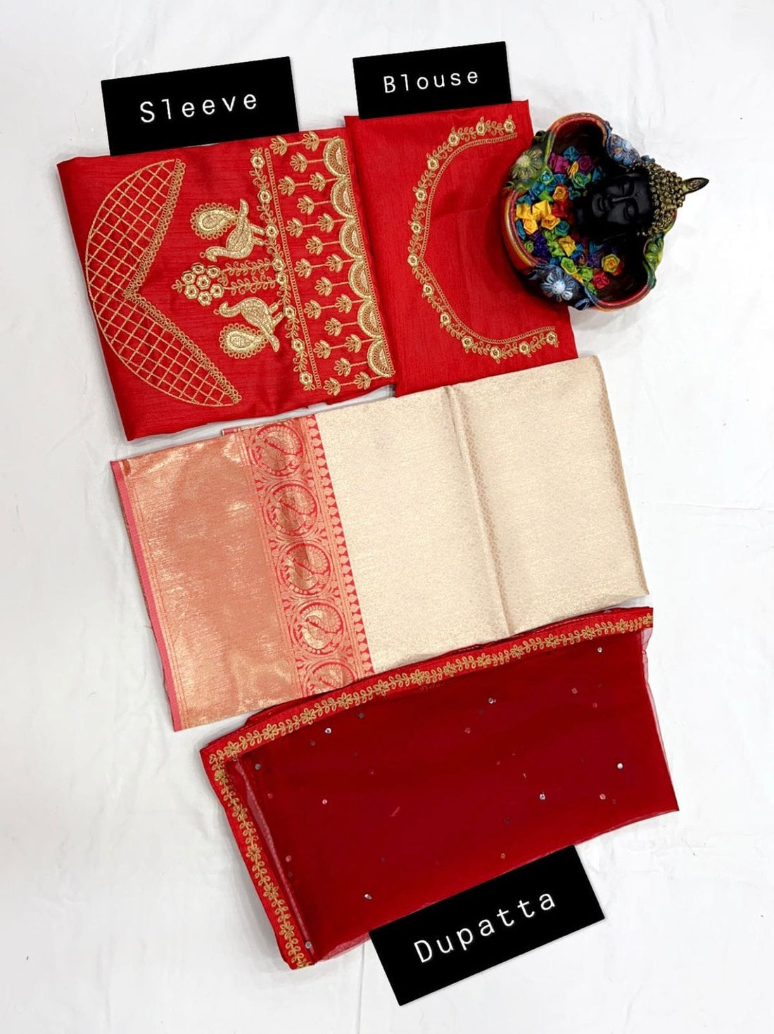 Lehenga collection "Khadidja" - Doré/rouge