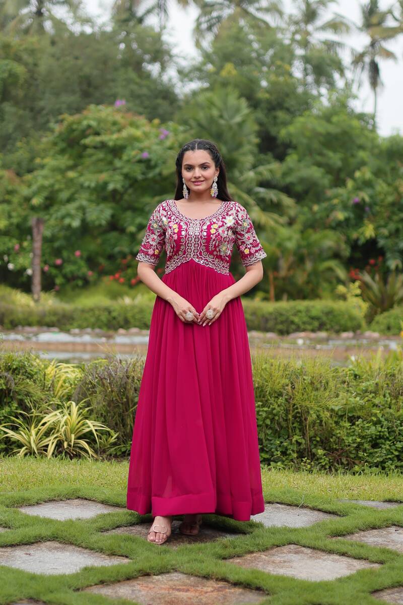 Anarkali/Robe Collection "Anarkali SWEETY2" - Rose fuschia