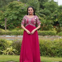 Anarkali/Robe Collection "Anarkali SWEETY2" - Rose fuschia